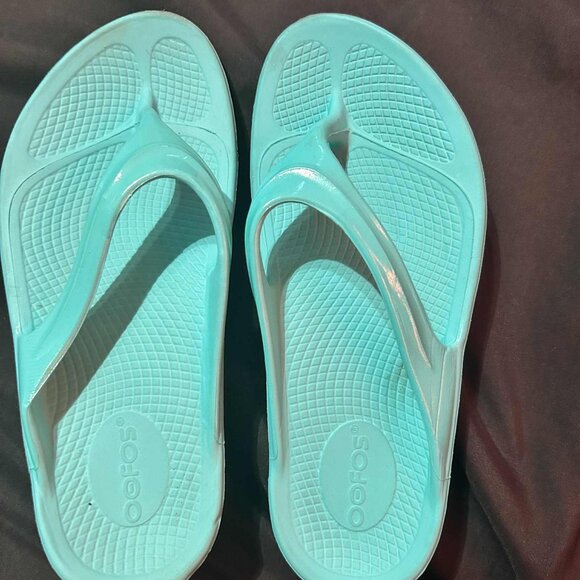 Oofos Slides Sandals -Teal/Turquoise - Picture 3 of 4